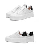 Sapatos casuais femininos todos os dias versáteis sapatos brancos esportes conf